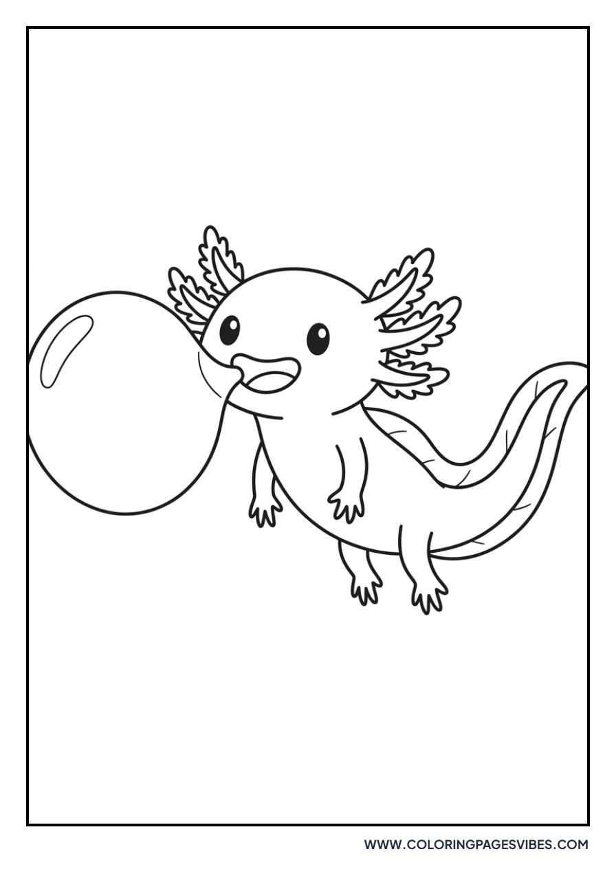 Axolotl Blowing Bubbles