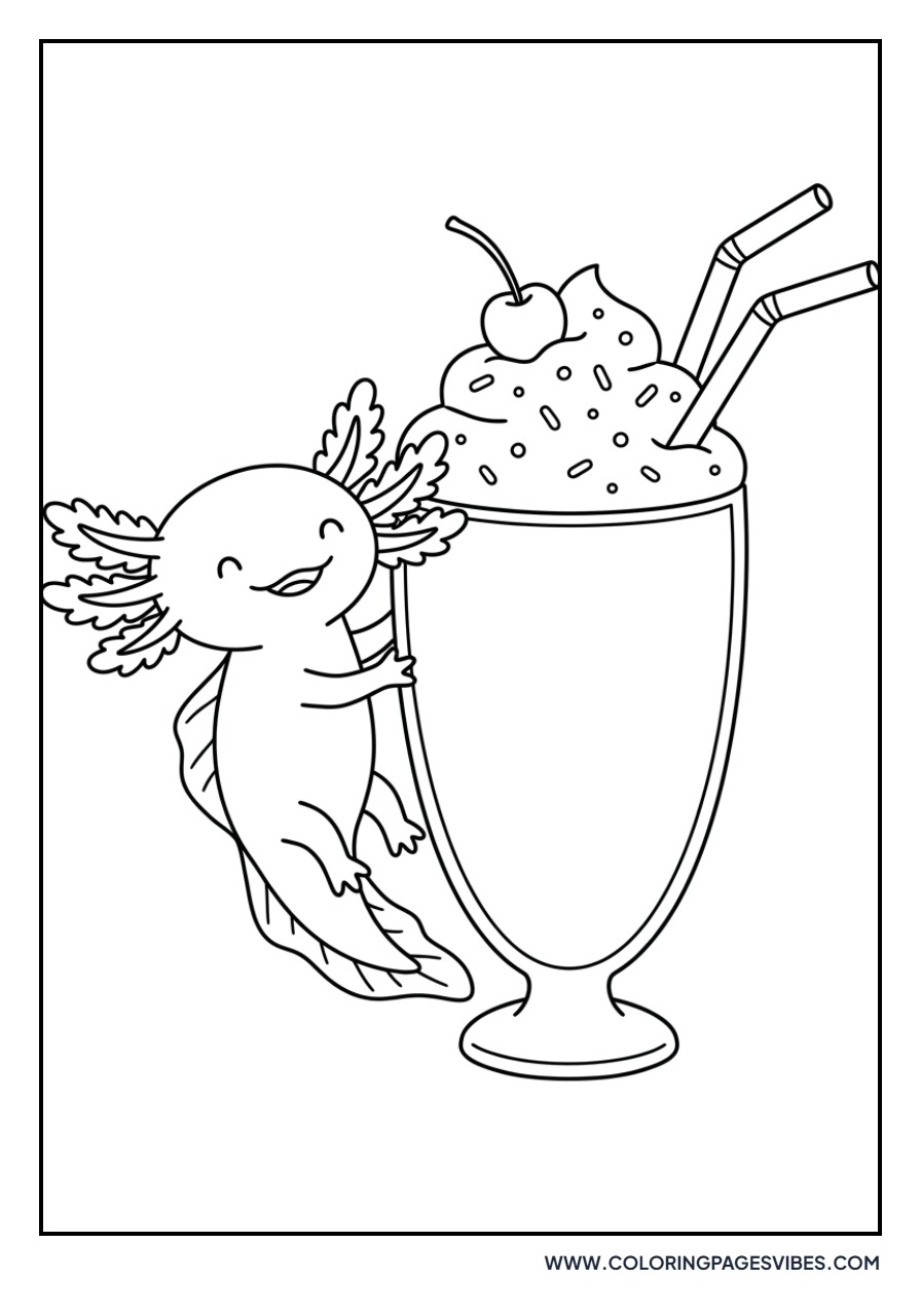 Axolotl Drinking Milkshake