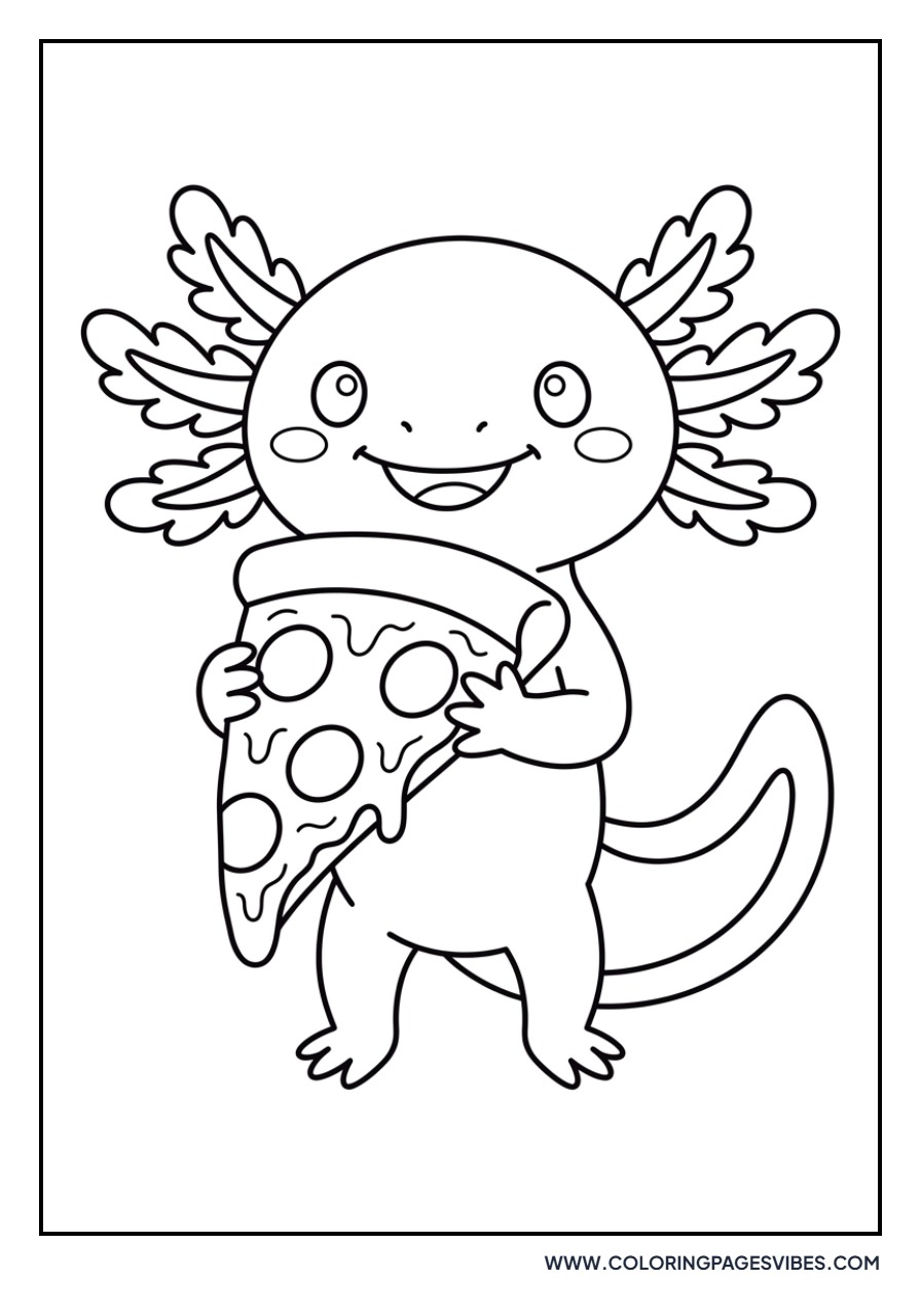Axolotl eating Pizza