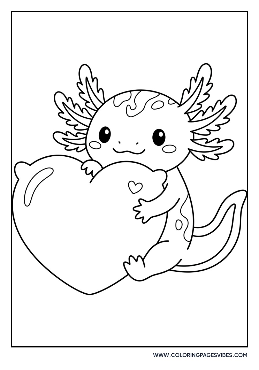 Axolotl Hugging a Heart