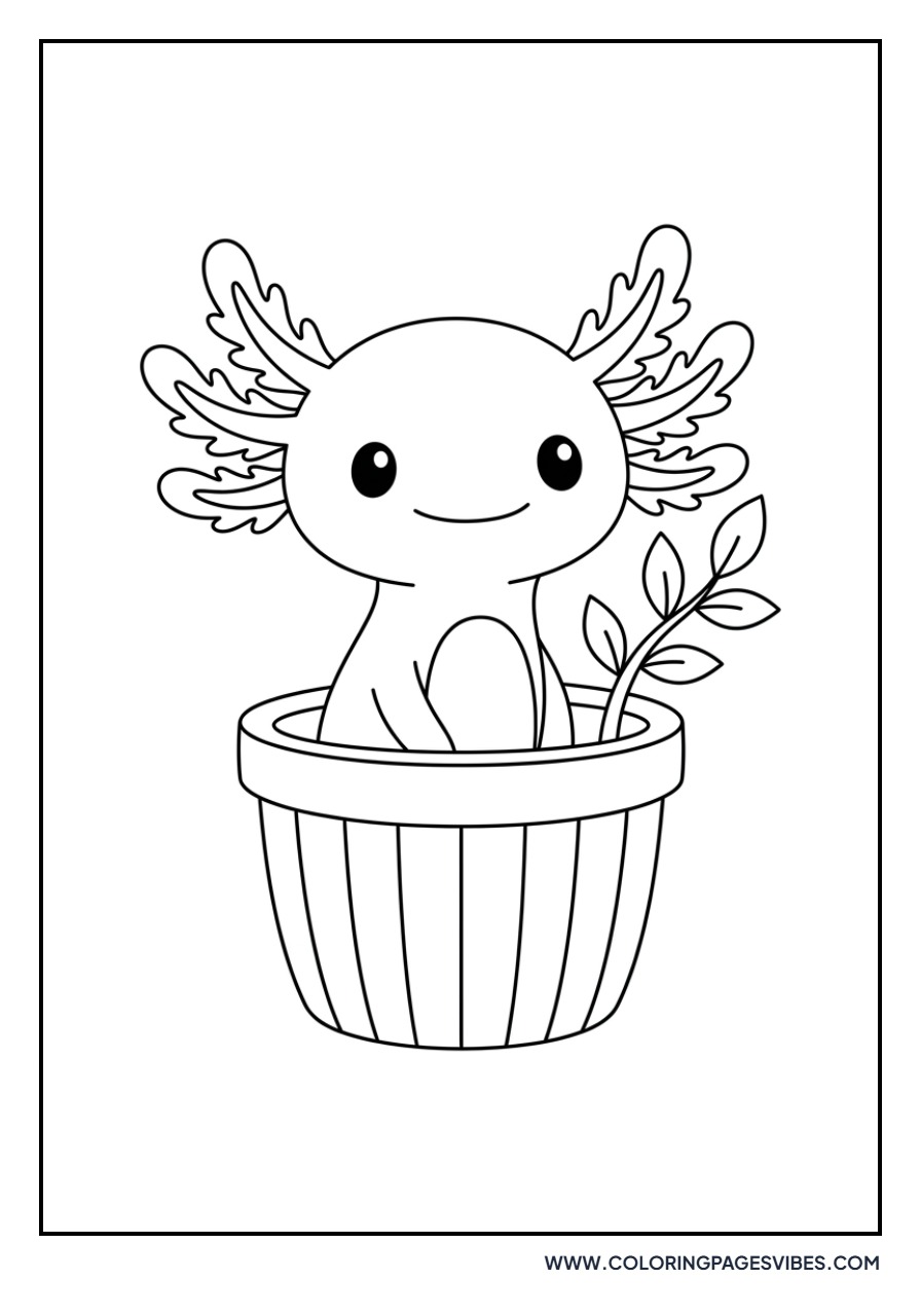 Axolotl in a Flower Pot