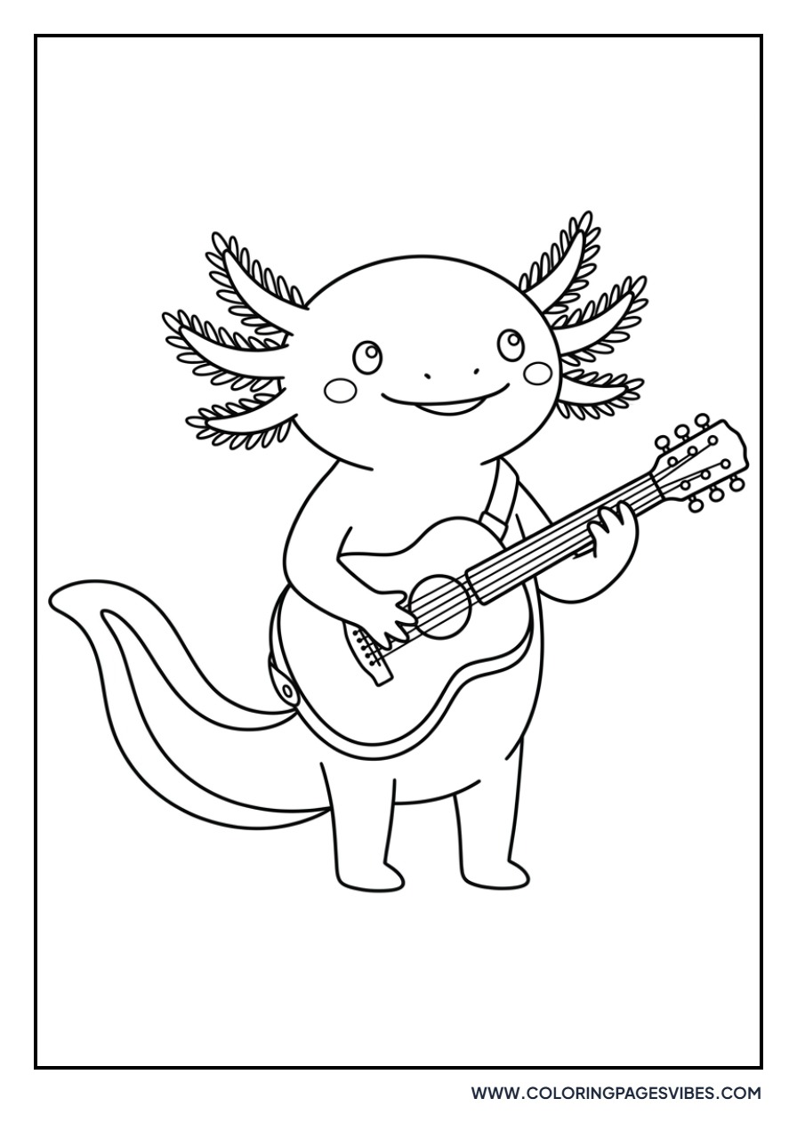Axolotl Playing Guitar