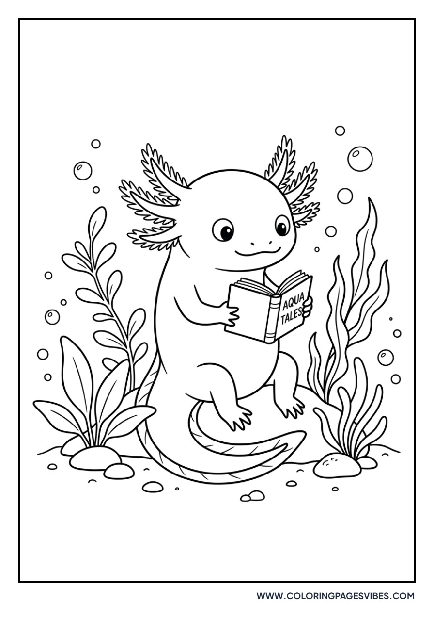 Axolotl Reading a Book