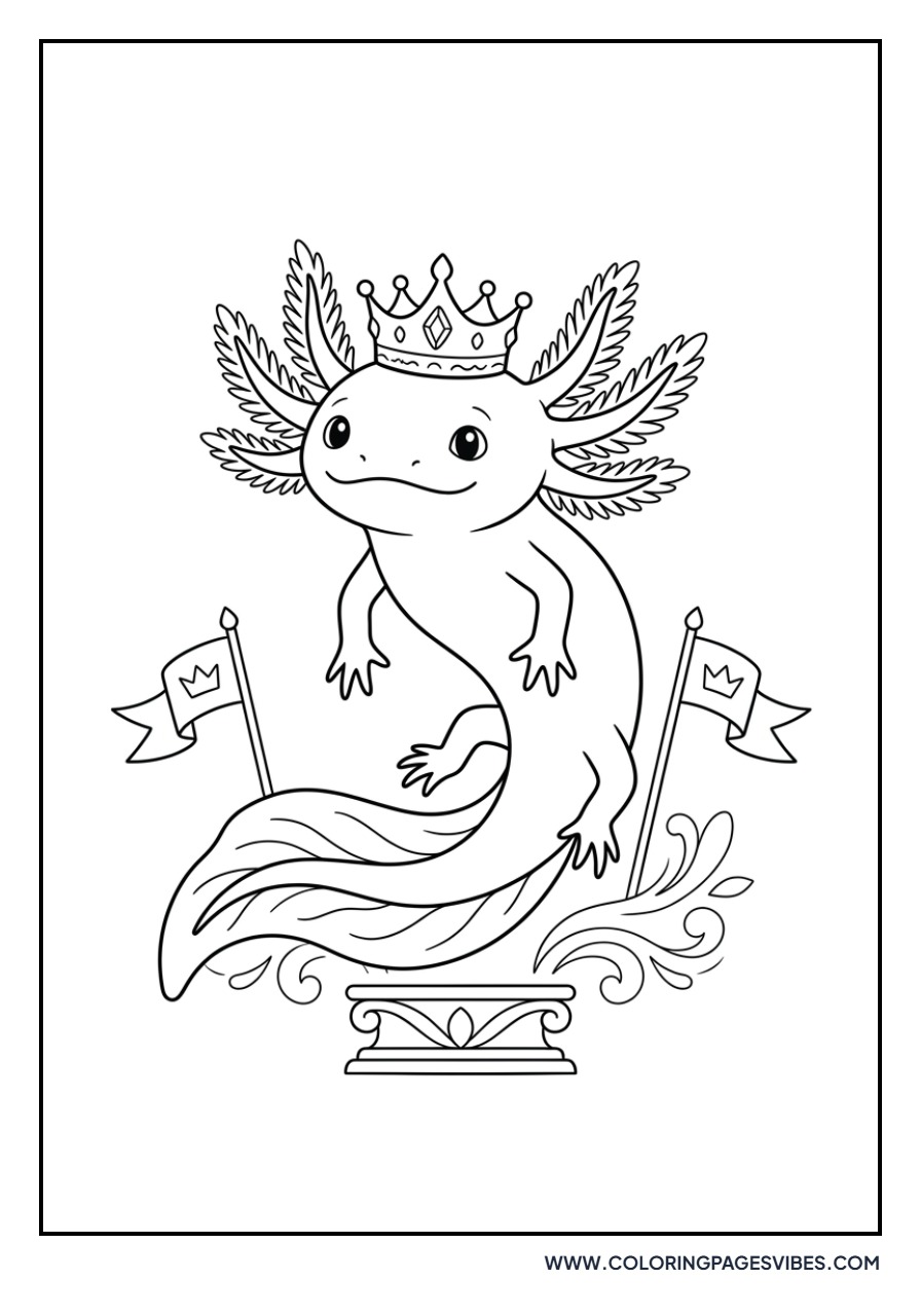 Axolotl Wearing a Crown