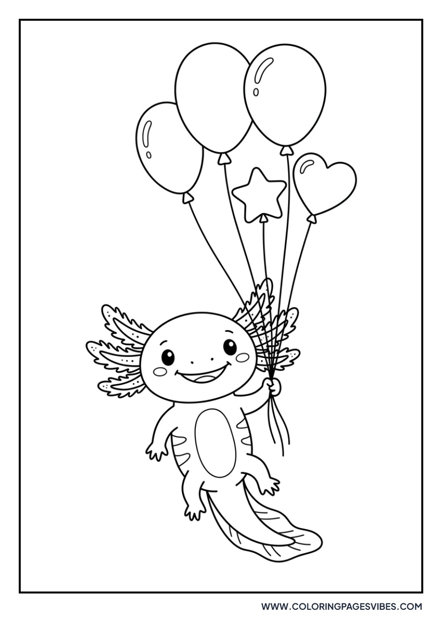 Axolotl with Balloons