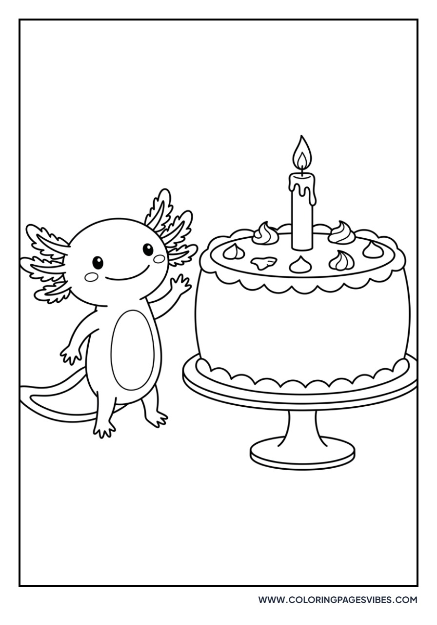 Axolotl with Birthday Cake