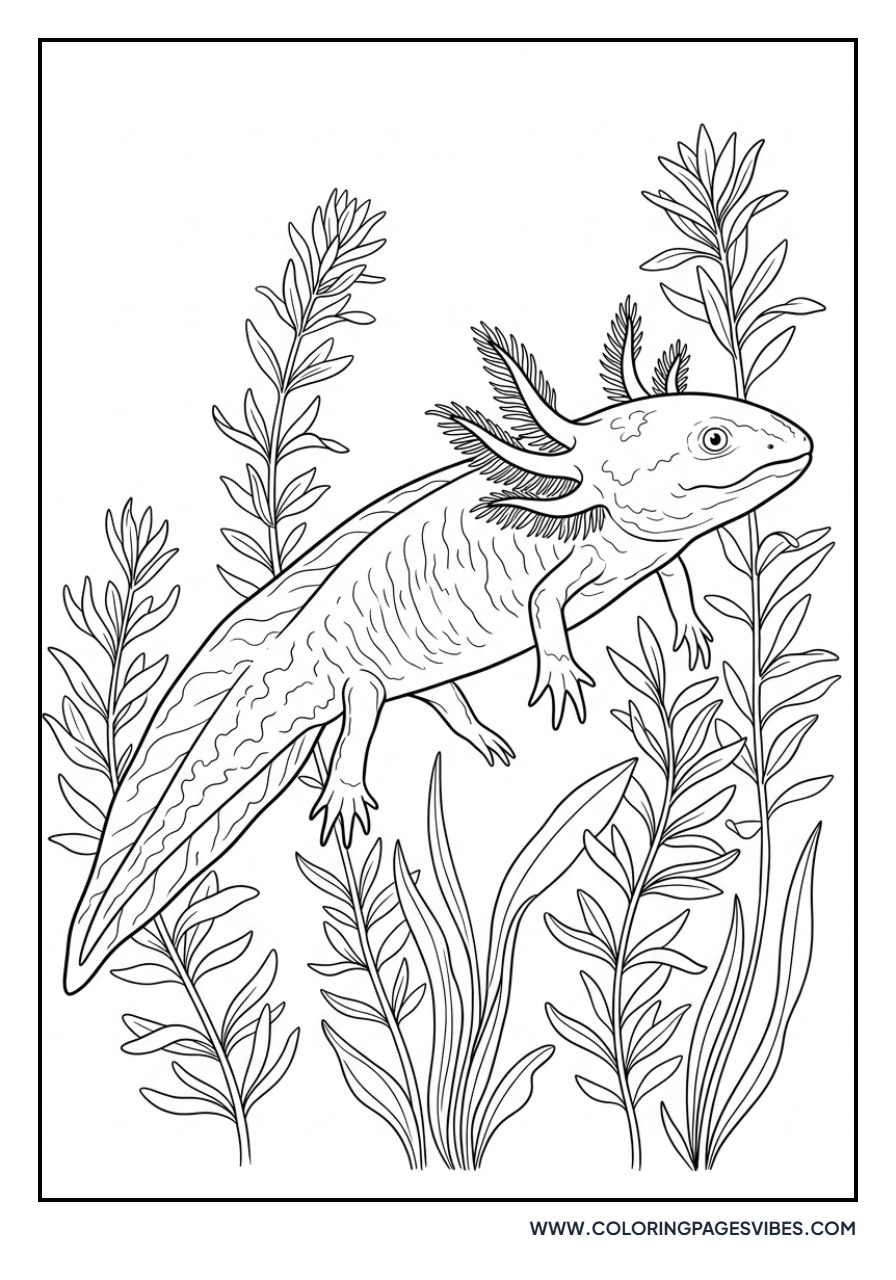 Realistic Axolotl in Lake