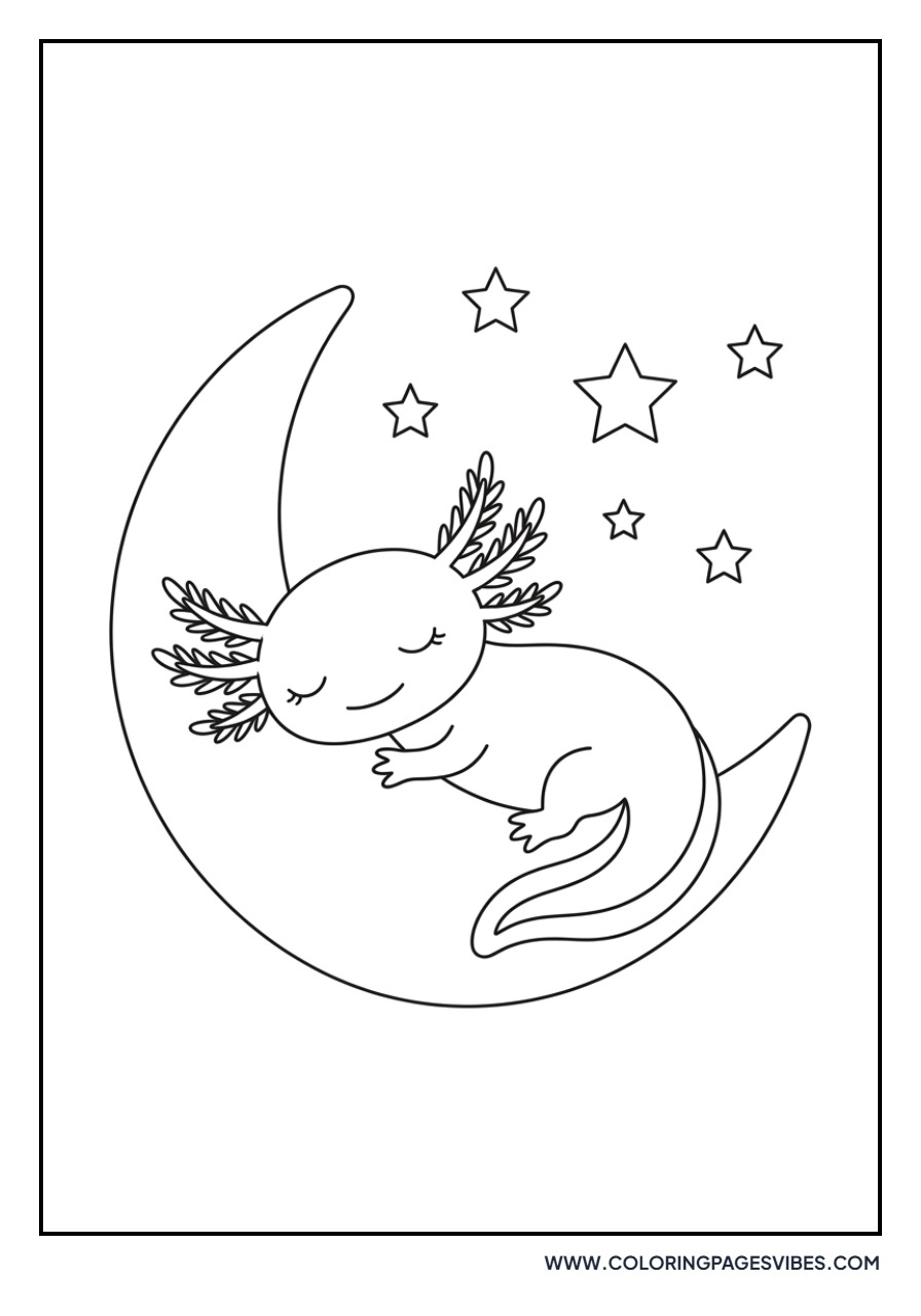 Sleeping Axolotl with Moon
