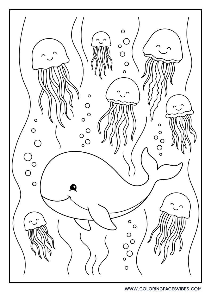 Blue Whale and Jellyfish