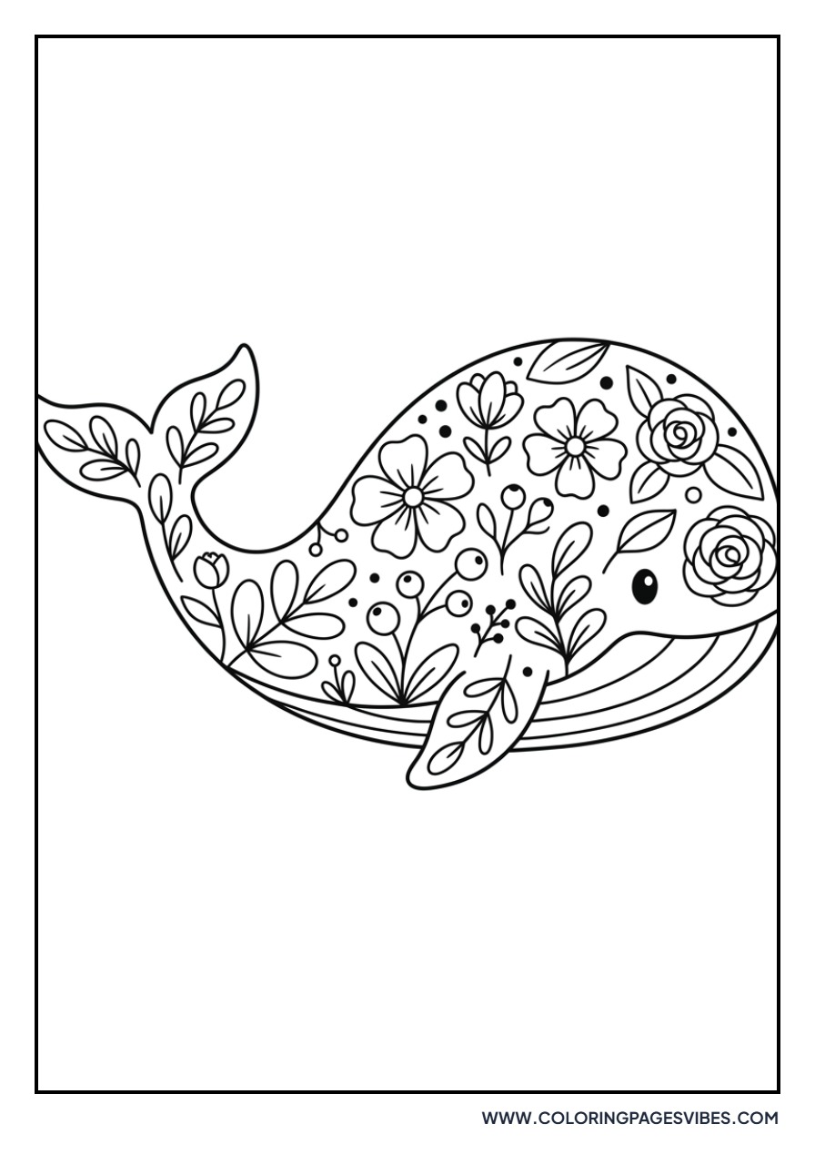 Floral Patterned Blue Whale
