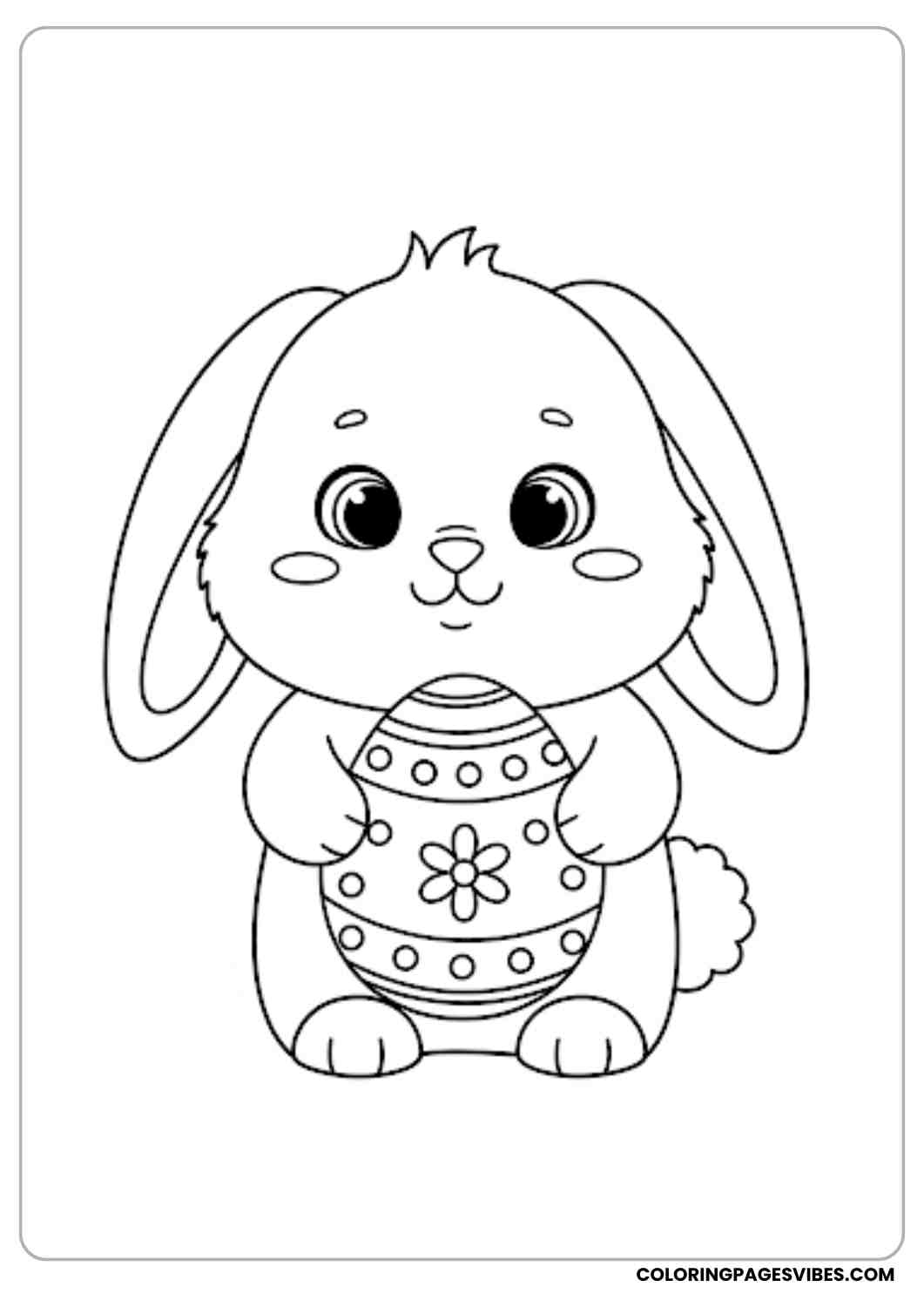 bunny holding easter egg coloring page