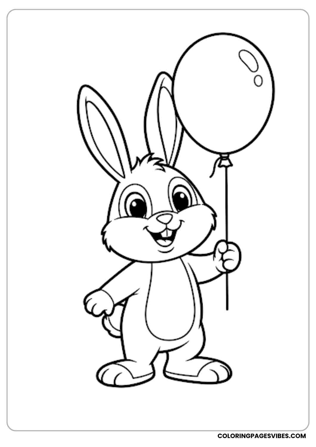 bunny holding balloon coloring page