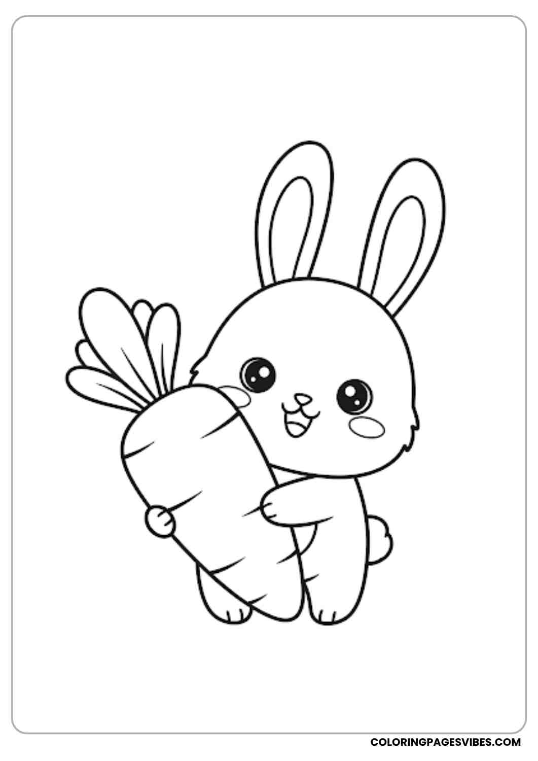 bunny hugging carrot kawaii style coloring page