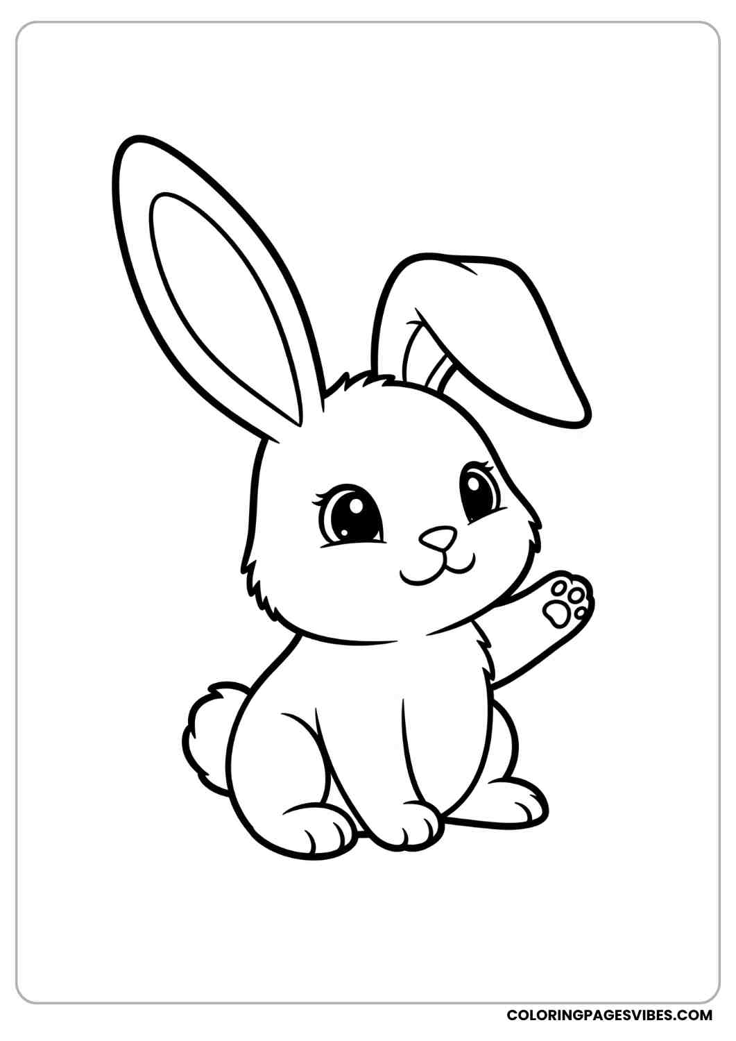 baby bunny with big ears sitting coloring page