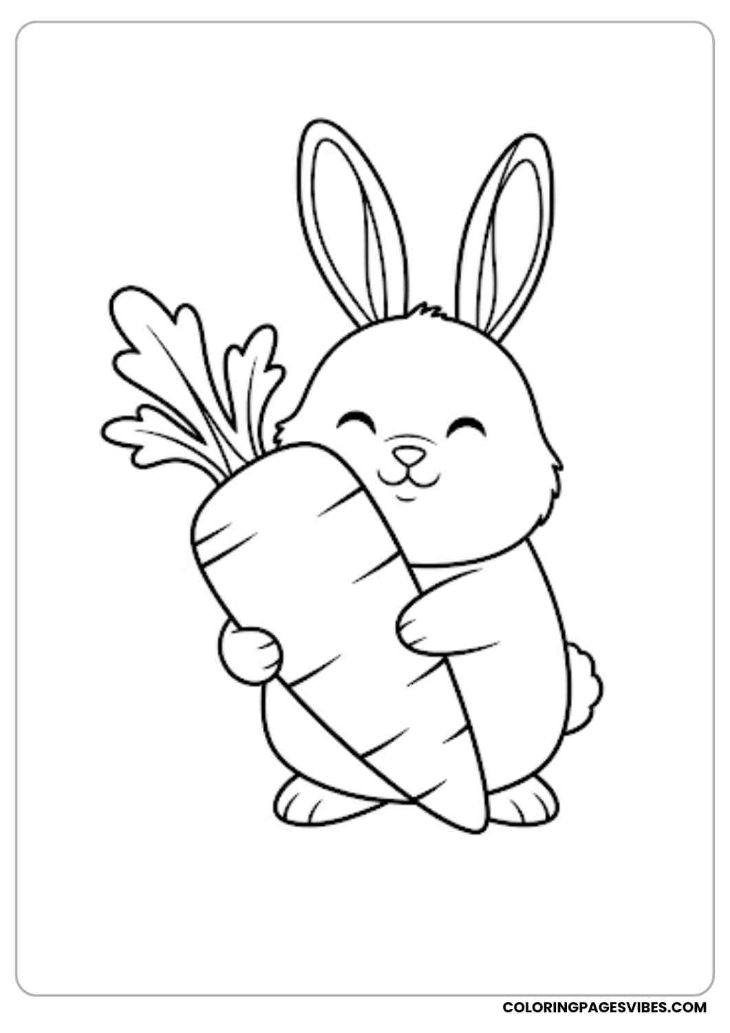 chubby bunny hugging carrot coloring page