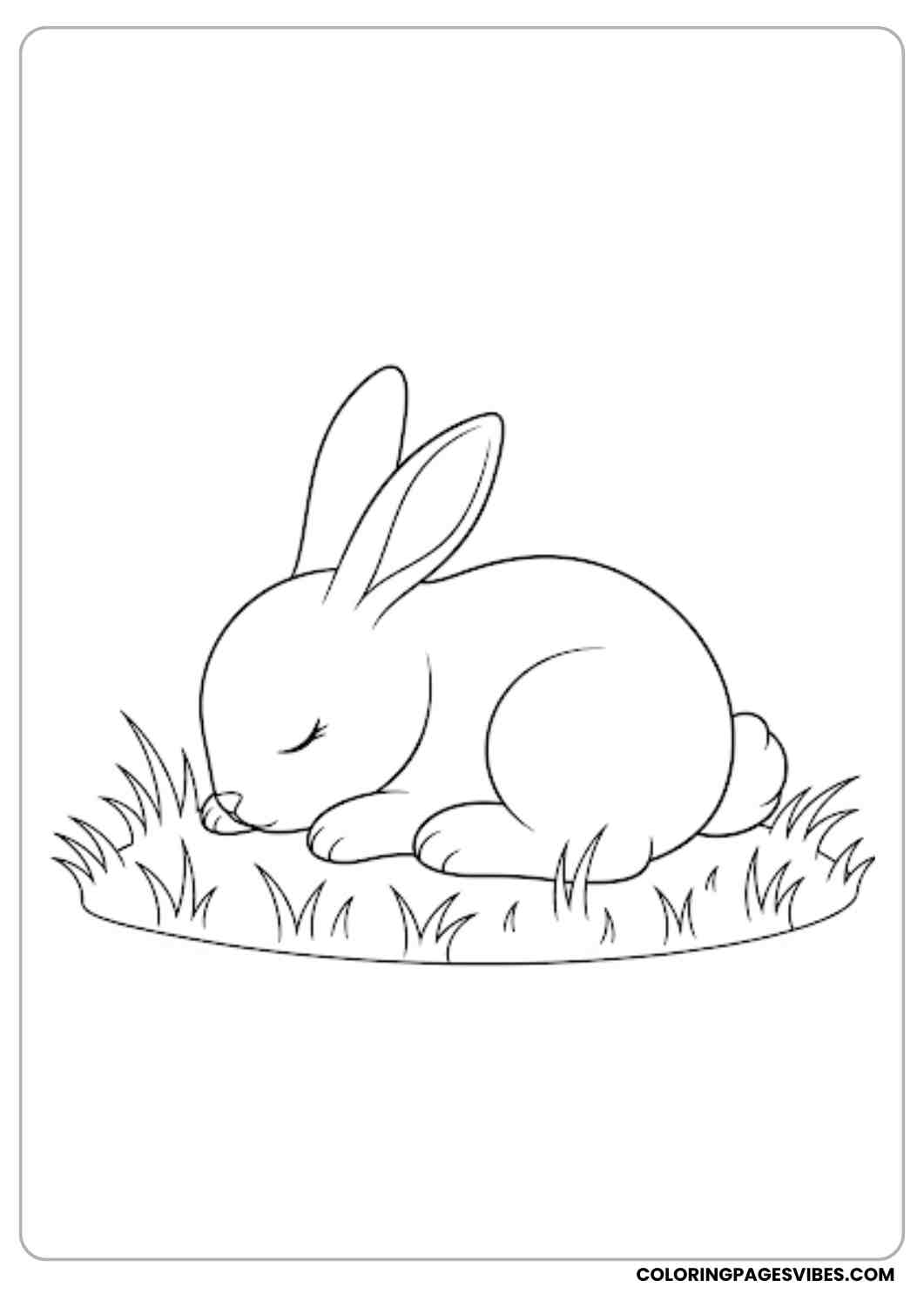 baby bunny sleeping on grass coloring page