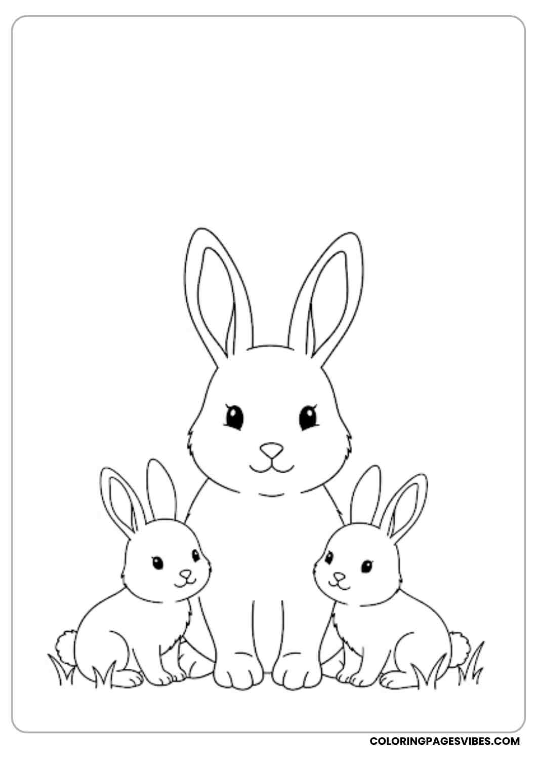 mommy bunny with two babies coloring page
