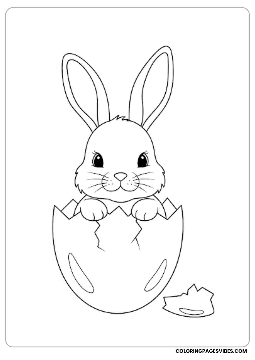 bunny popping out of eggshell coloring page
