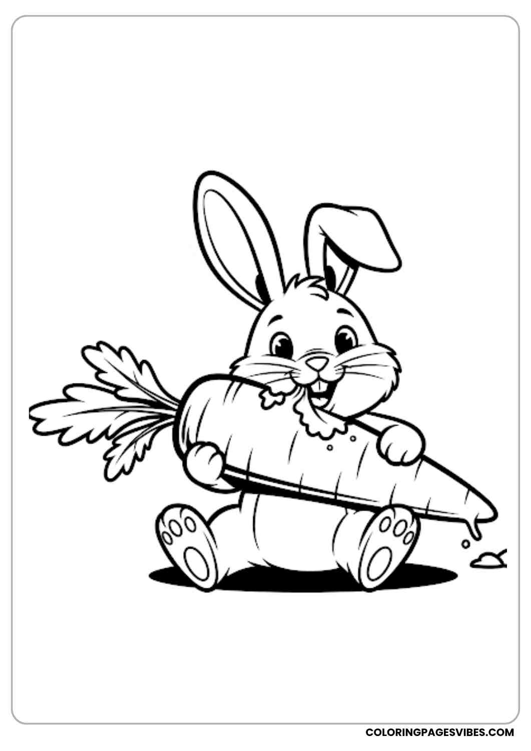 bunny munching on carrot coloring page