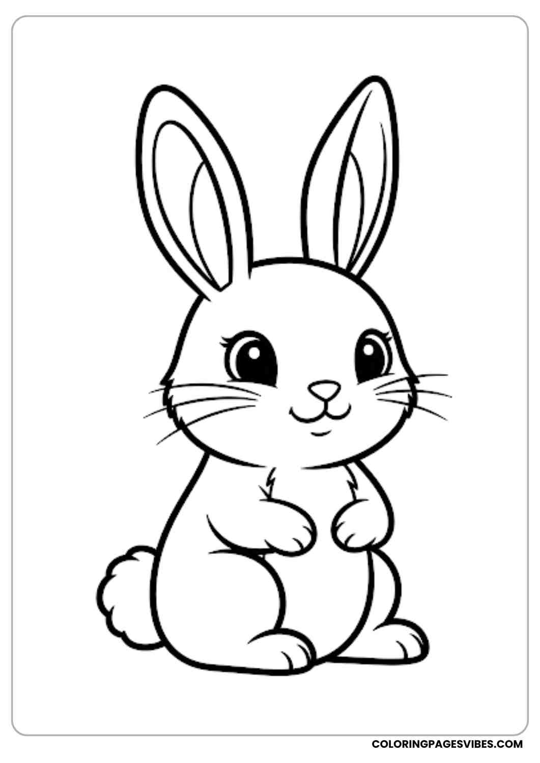 bunny sitting upright with big eyes coloring page