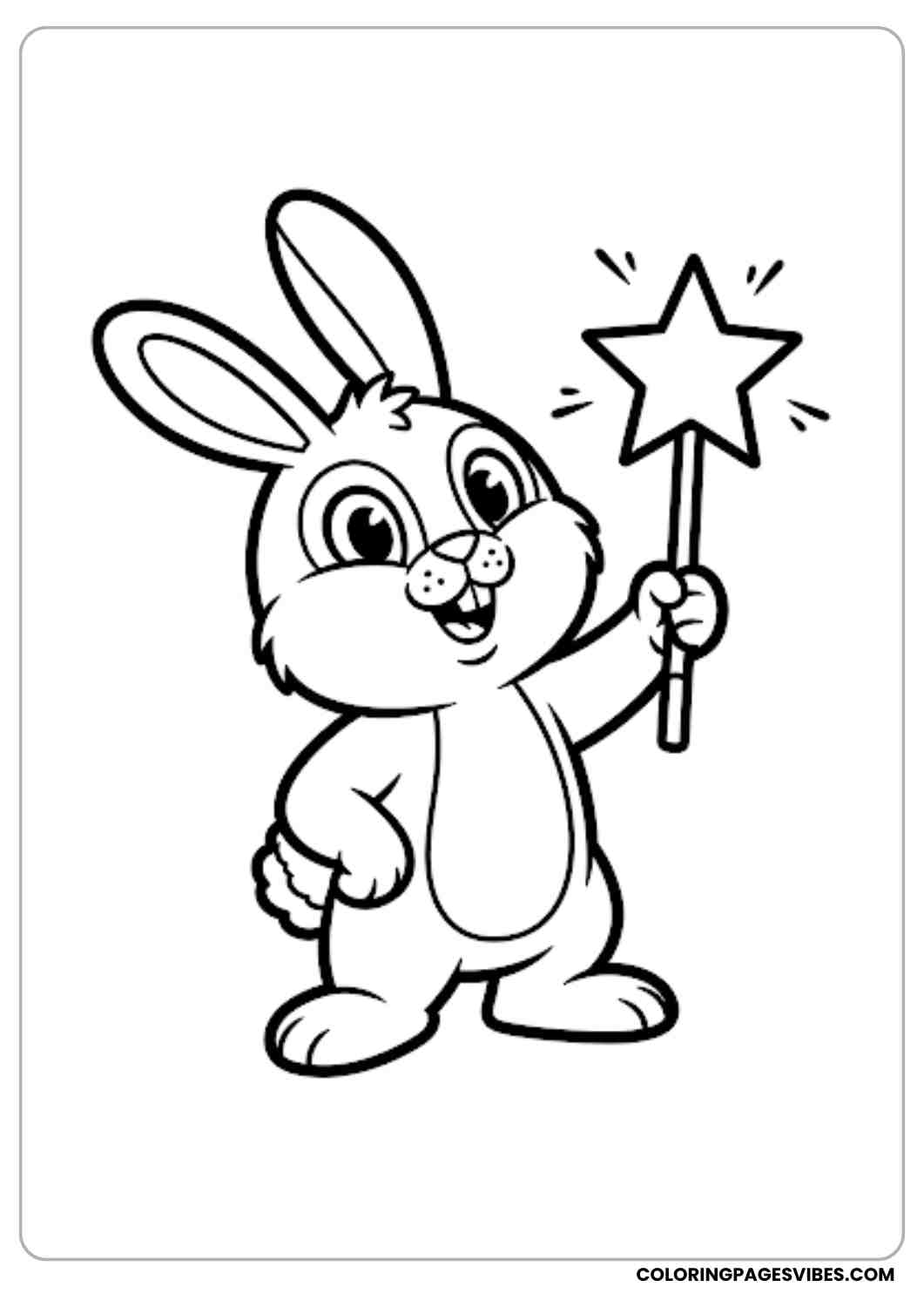 bunny wearing dress with wand coloring page