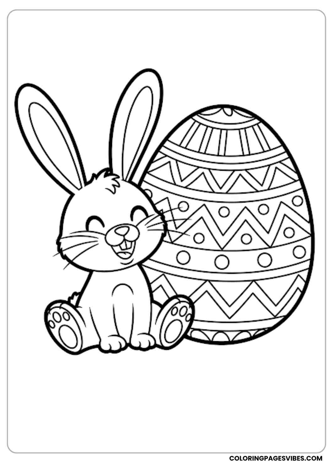 bunny sitting next to easter egg coloring page