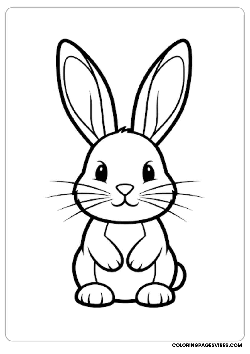cute bunny sitting upright simple outline coloring page