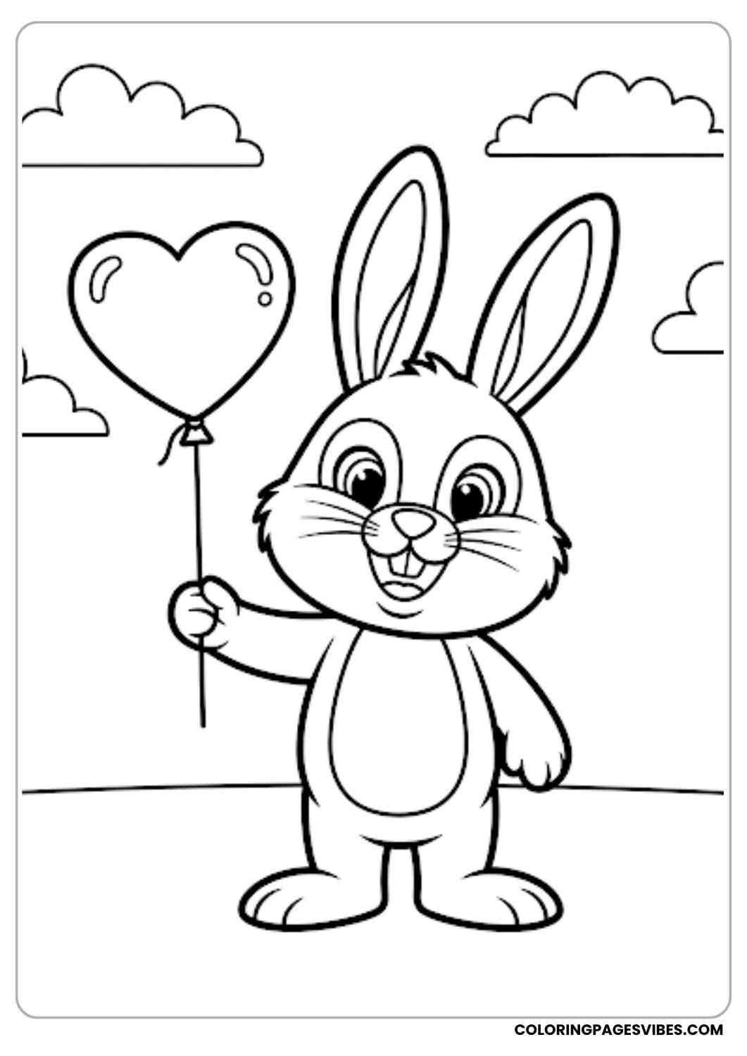 bunny holding heart-shaped balloon coloring page