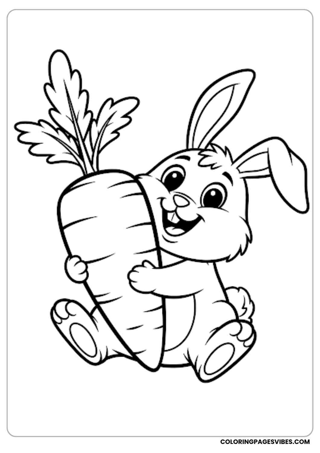 bunny hugging big carrot coloring page