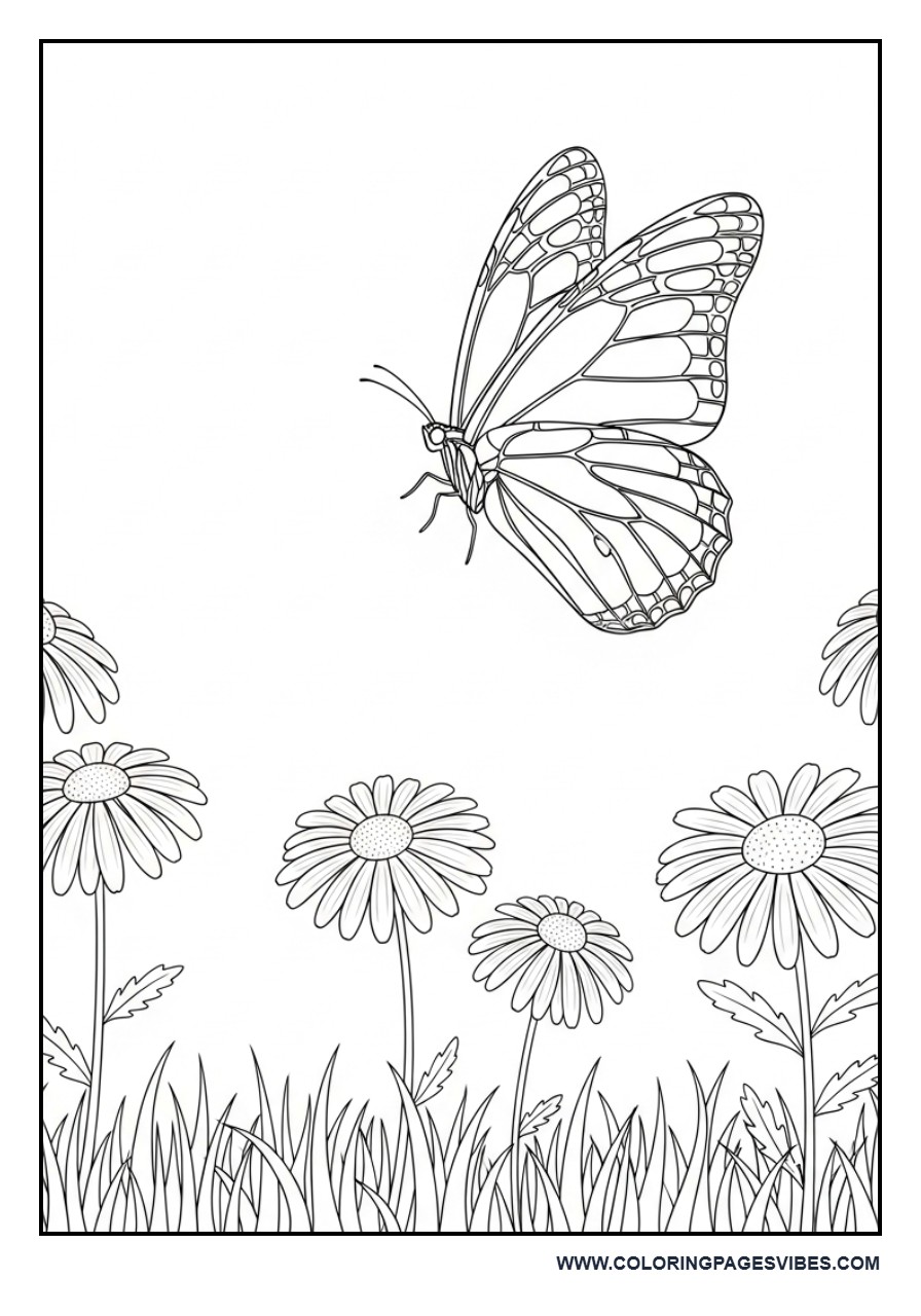 Butterfly and Daisy Field