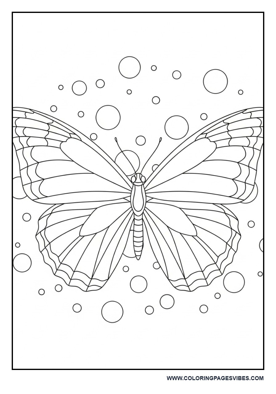 Butterfly Surrounded by Simple Patterns