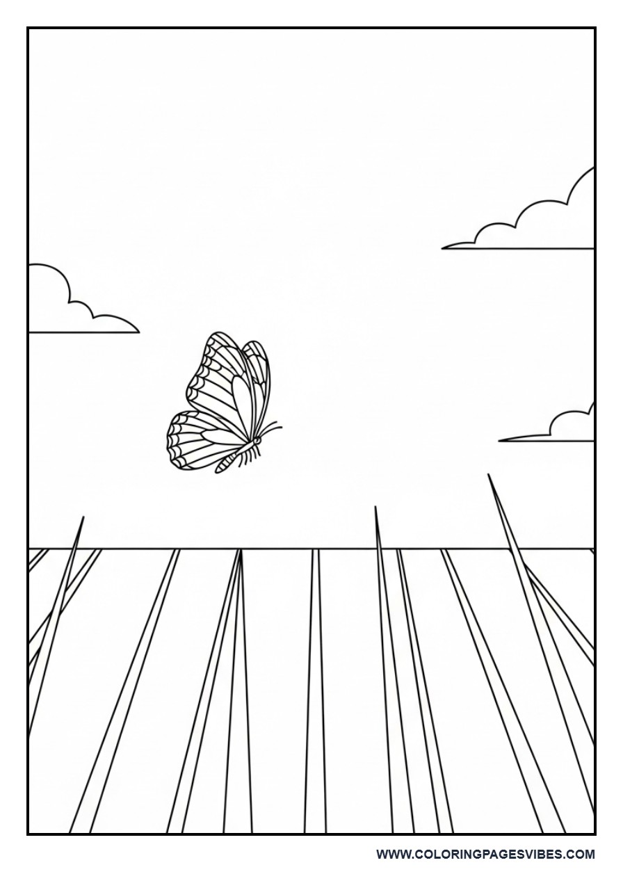 Butterfly with Grass and Sky