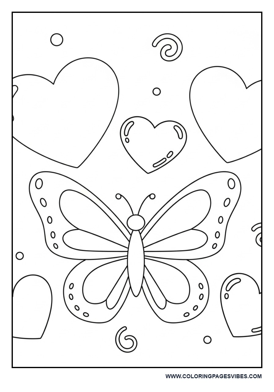 Butterfly with Heart Background