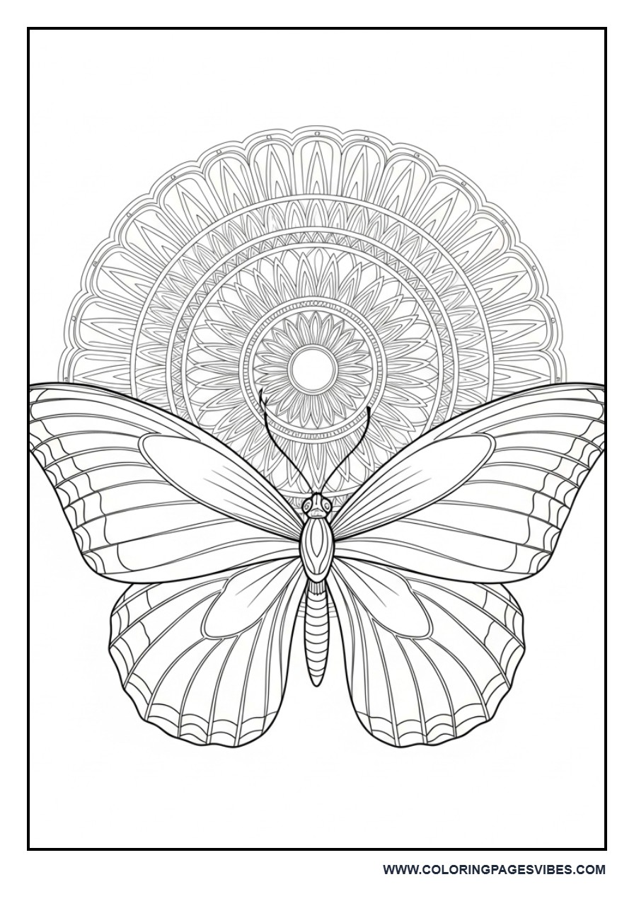 Butterfly with Mandala Halo Background