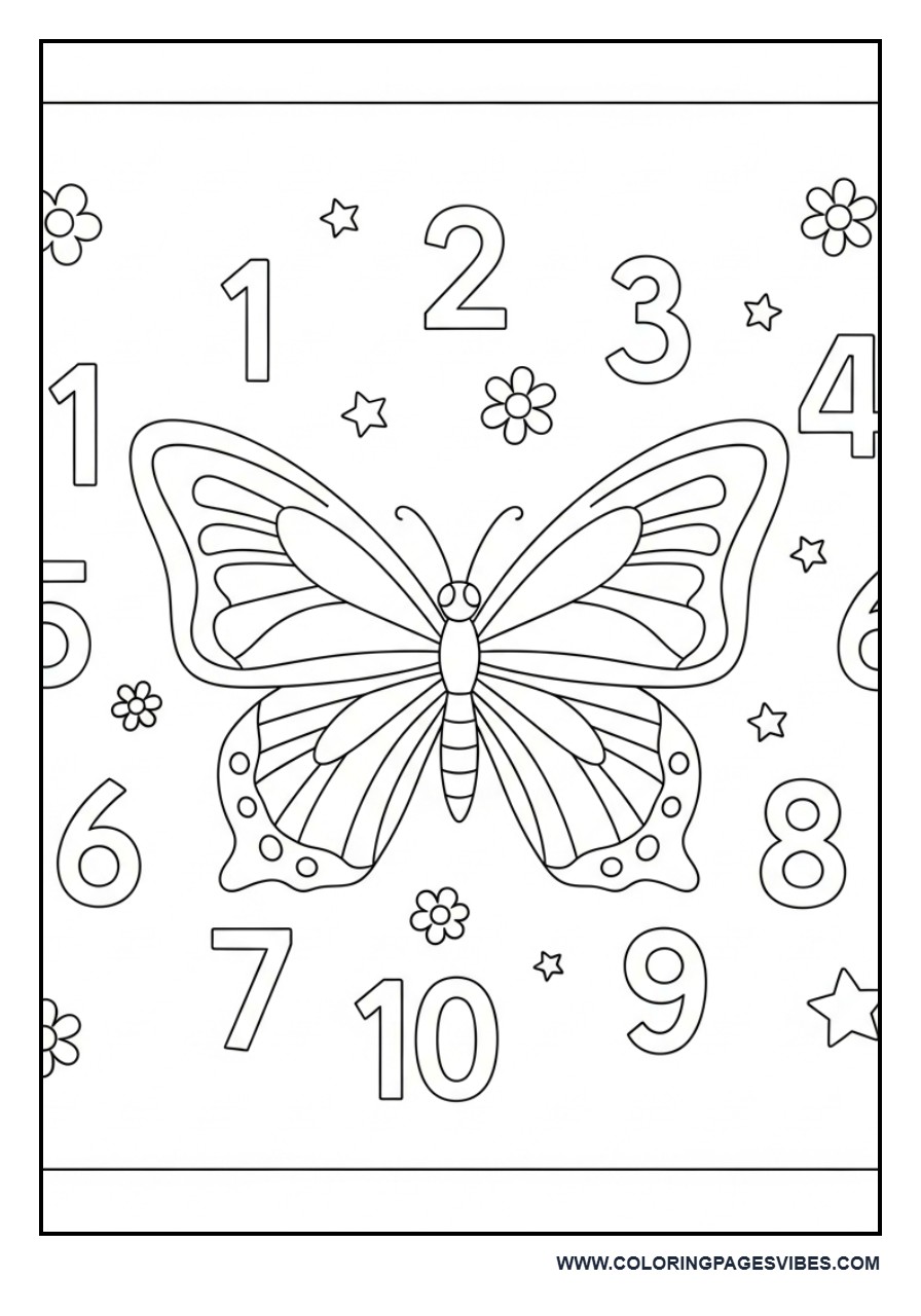 Butterfly with Numbers Practice (1–10)