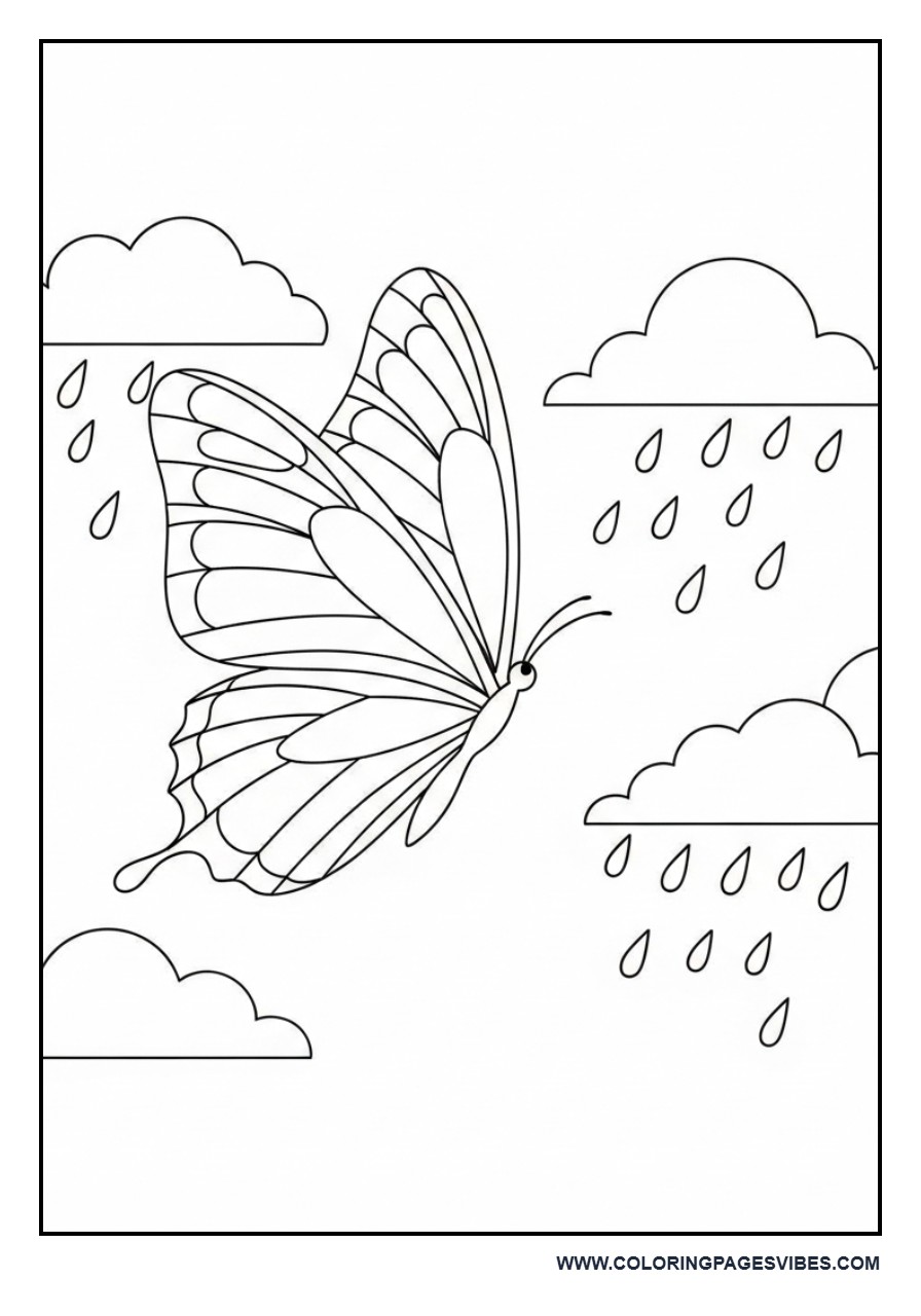 Butterfly with Rain and Clouds