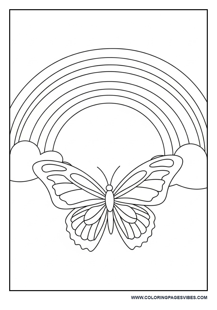 Butterfly with Rainbow Outline