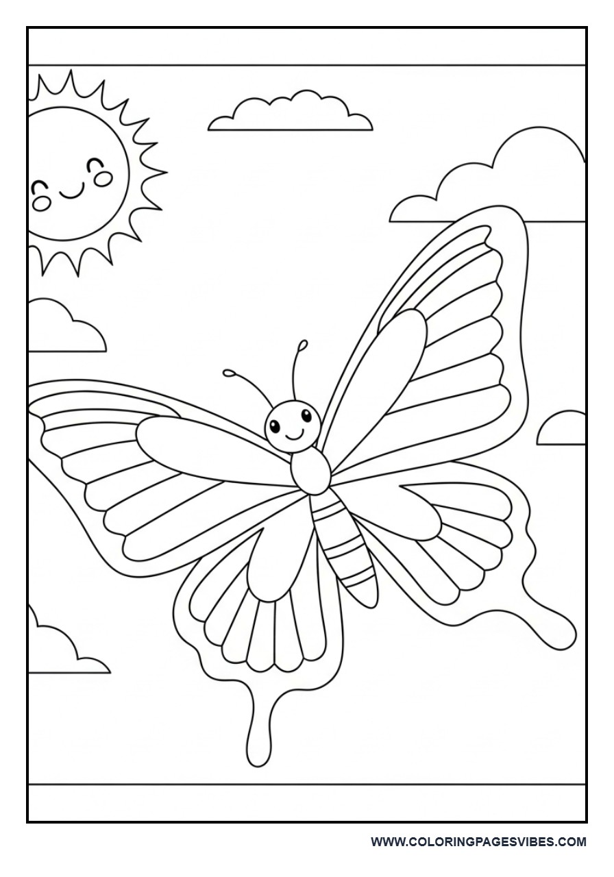 Butterfly with Smiling Sun