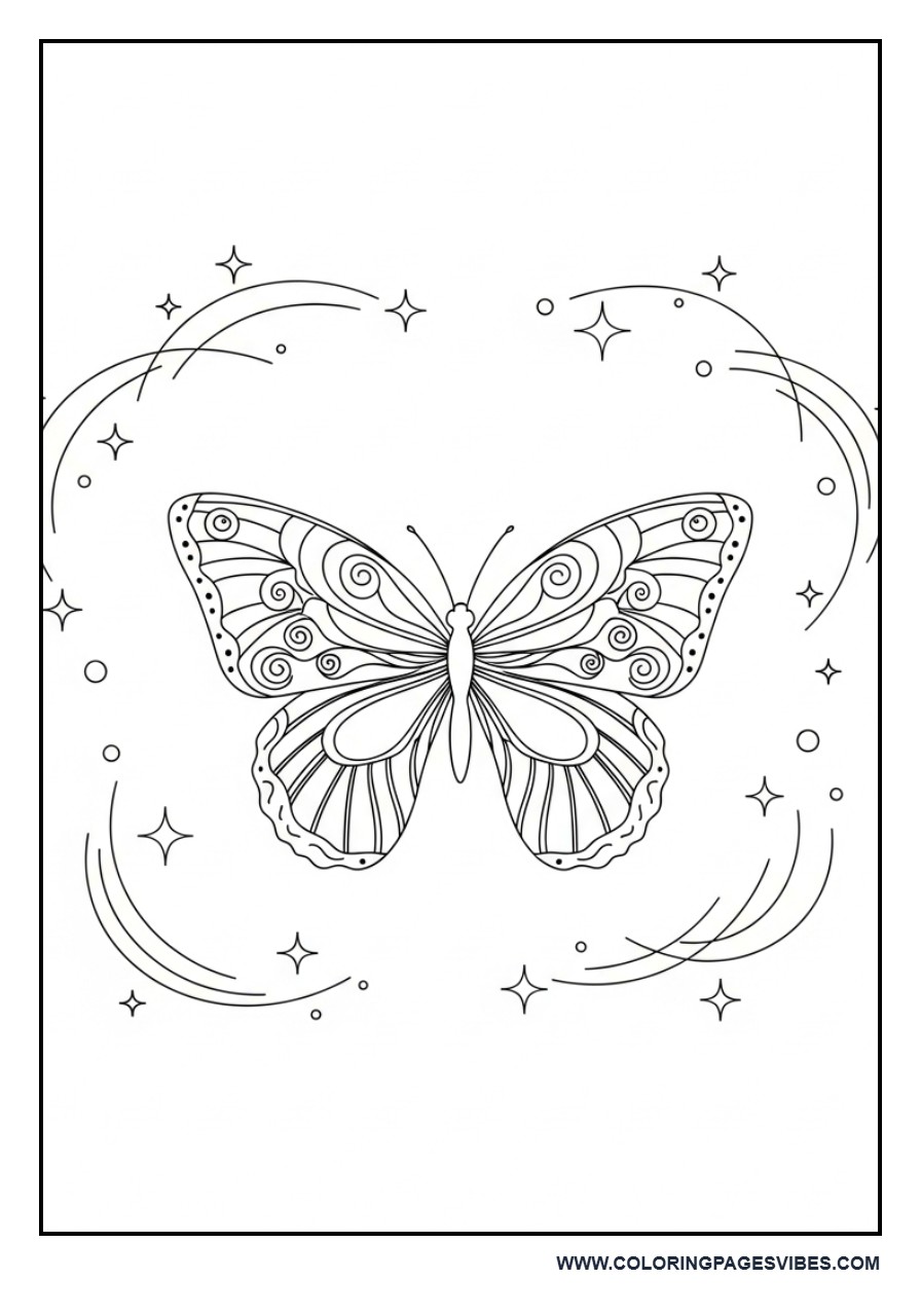 Dreamy Butterfly with Swirls