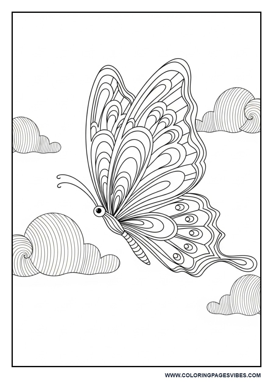 Floating Butterfly with Clouds