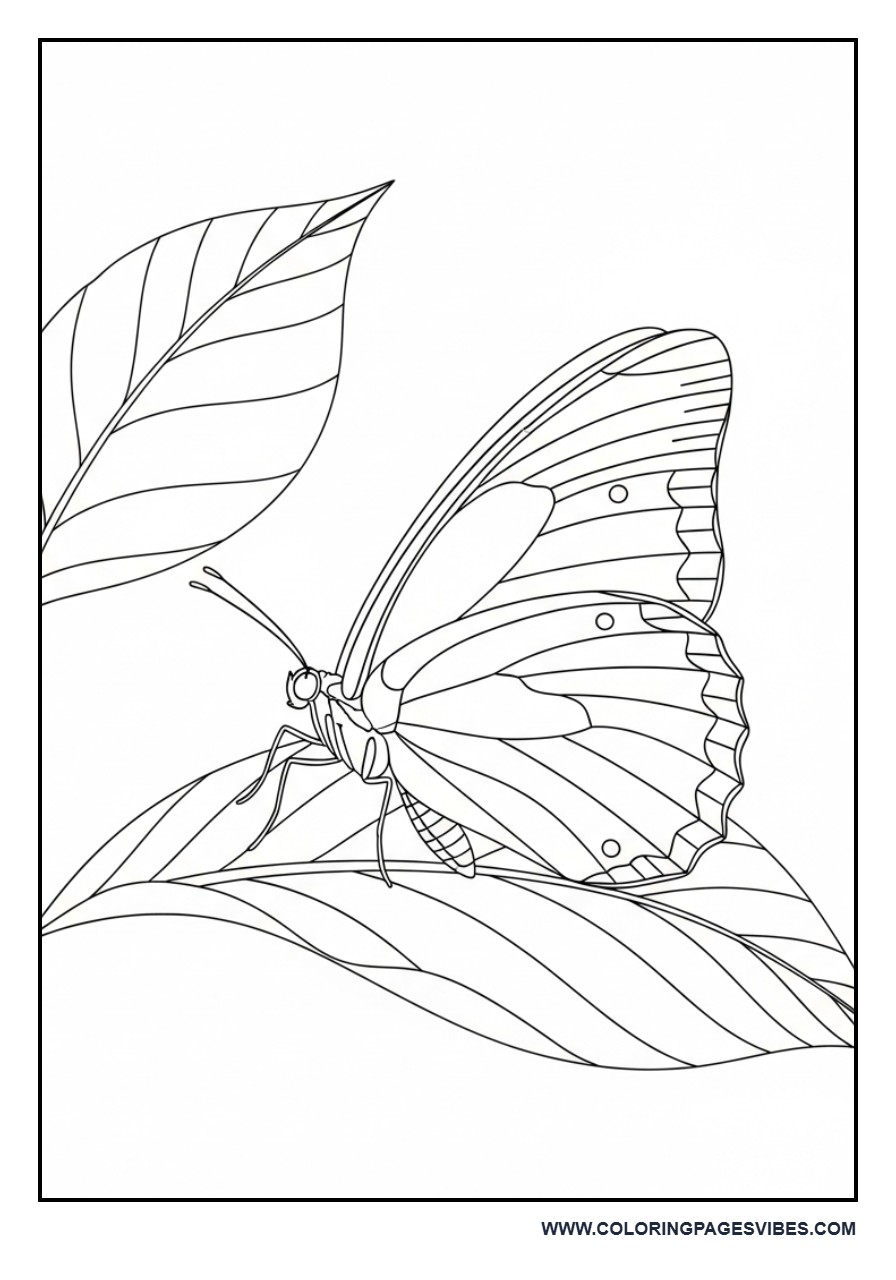 Side View Butterfly on Leaf