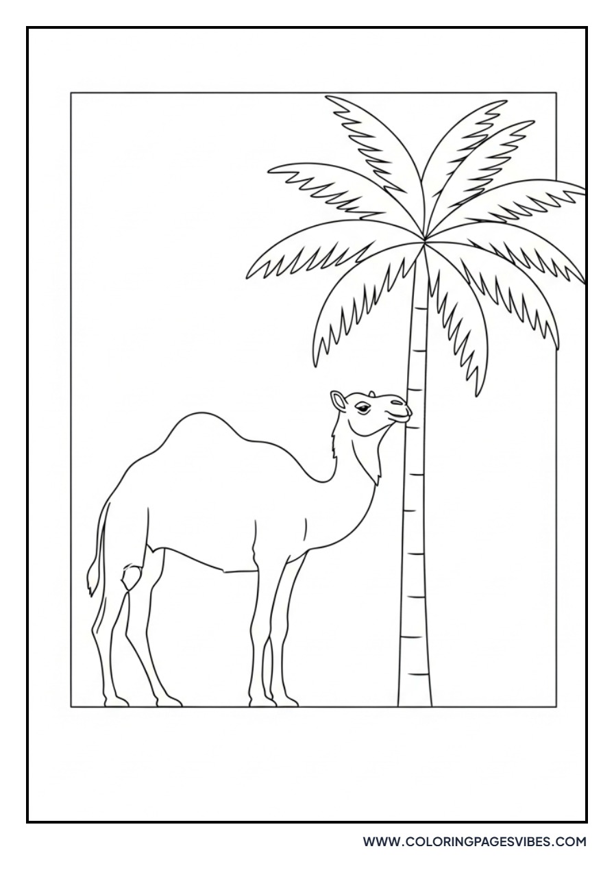 Camel by Palm Tree