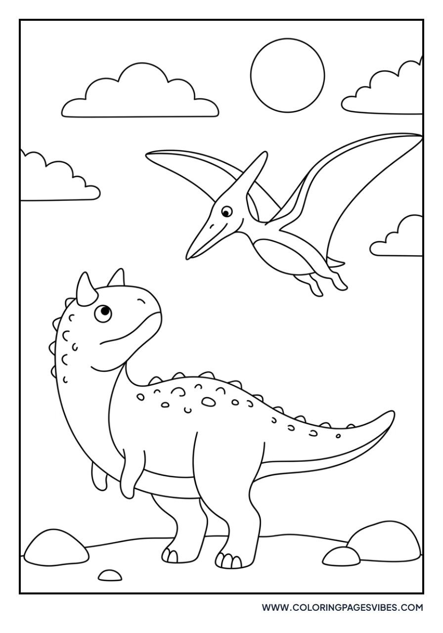 Carnotaurus and Pterosaur