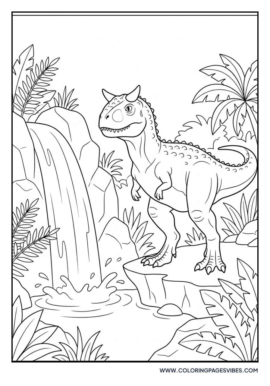 Carnotaurus near a Waterfall