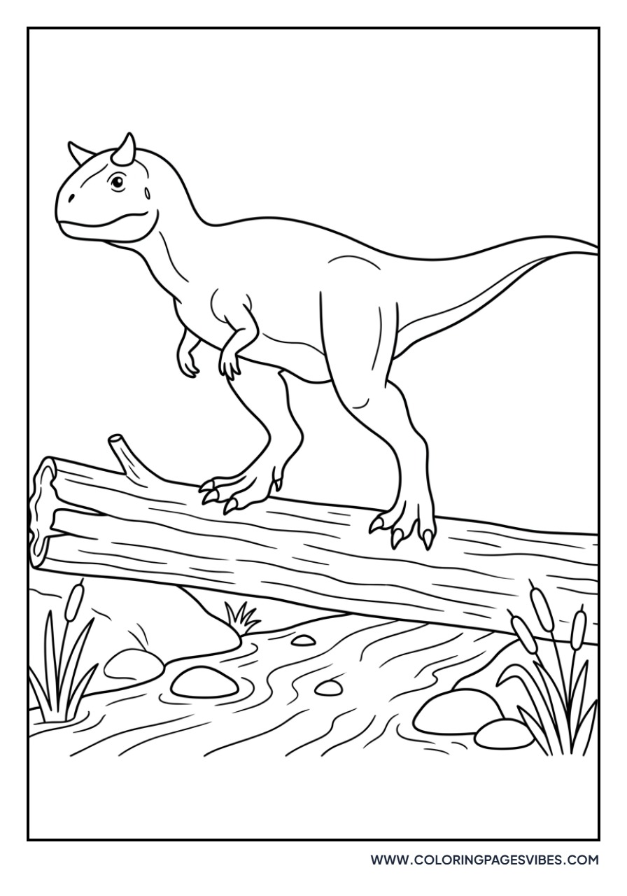 Carnotaurus on a Log