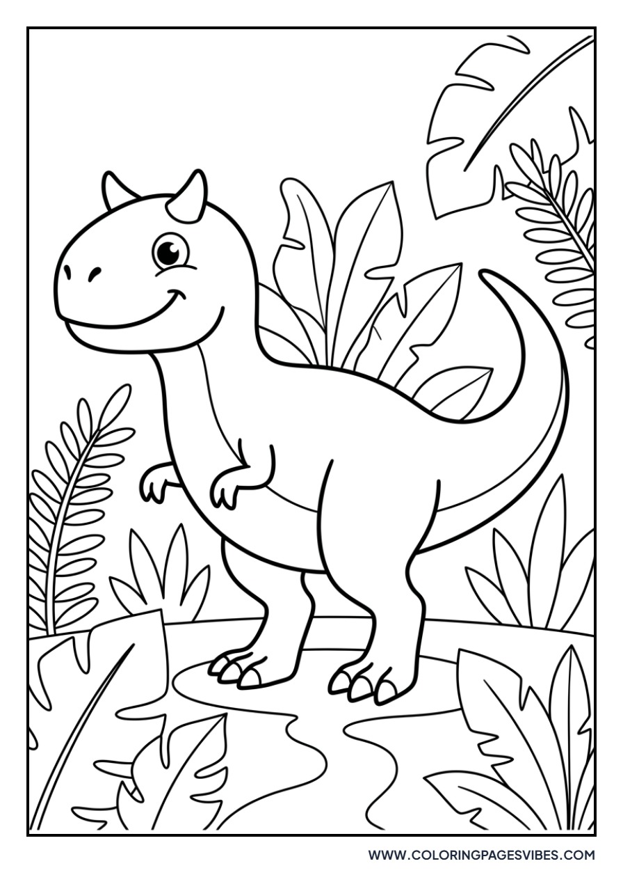 Happy Carnotaurus with Leaves