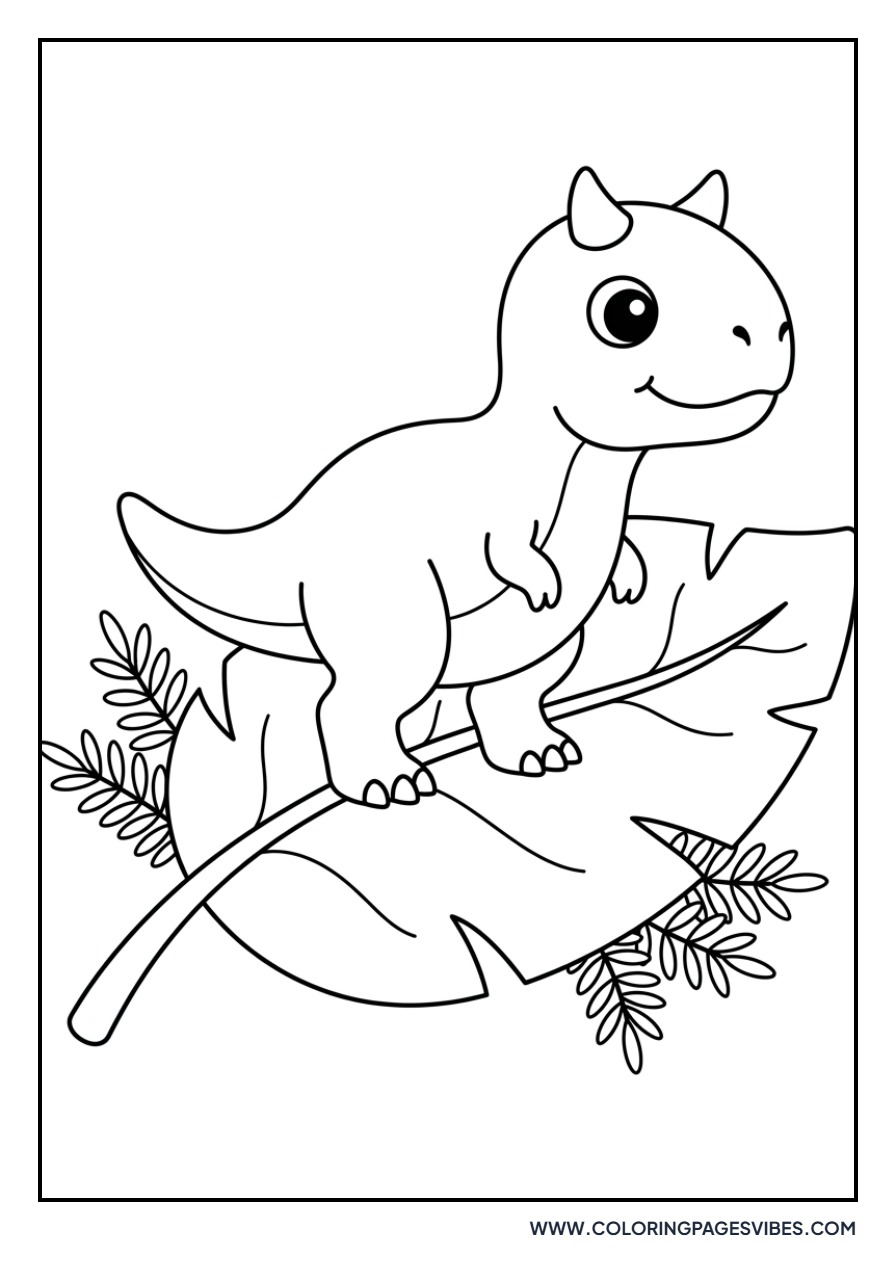 Tiny Carnotaurus on a Leaf