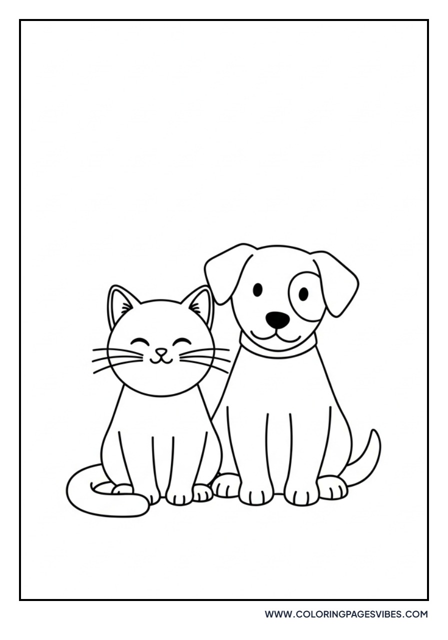 Cartoon Cat and Dog