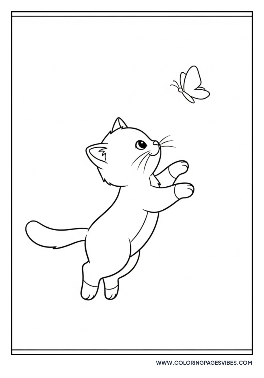 Cartoon Cat Chasing Butterfly