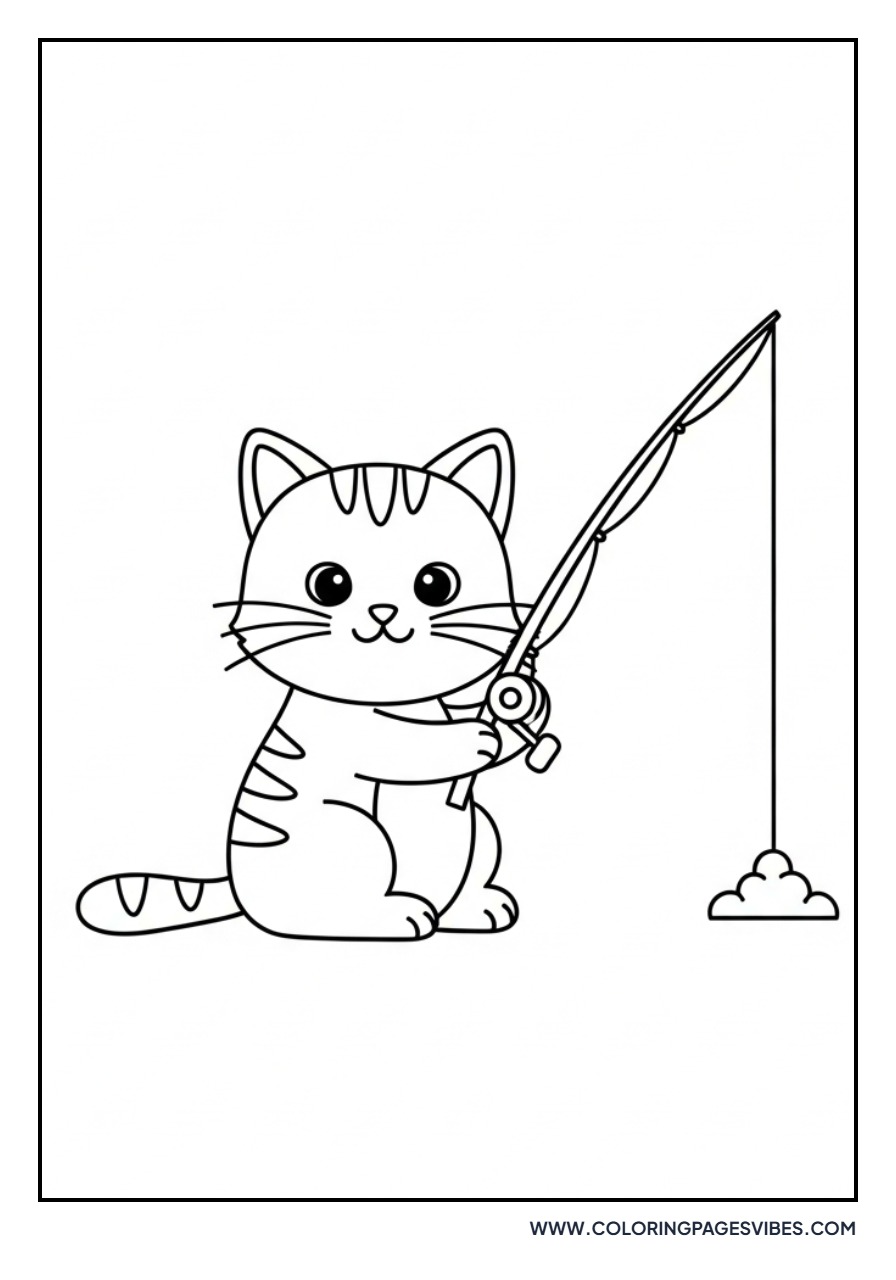 Cartoon Cat Fishing